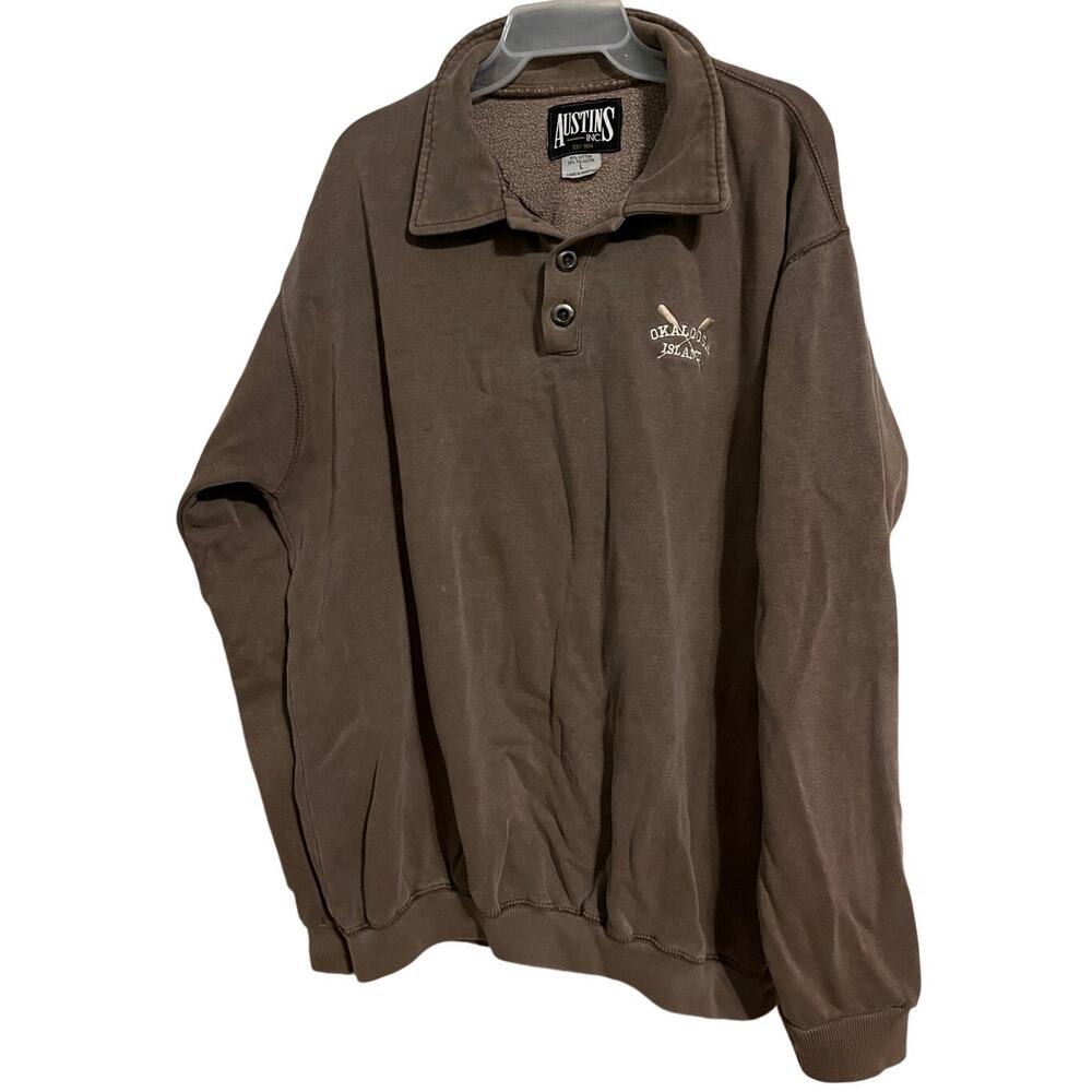 Vintage Taupe Okaloosa Island Embroidered Pull Over